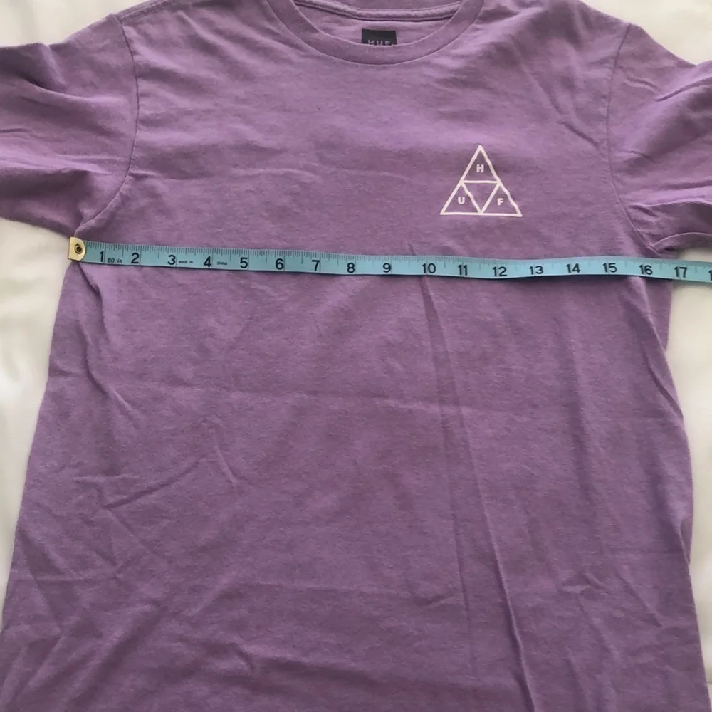 Lavender HUF T-shirt with triangle design on front and back 100% cotton unisex